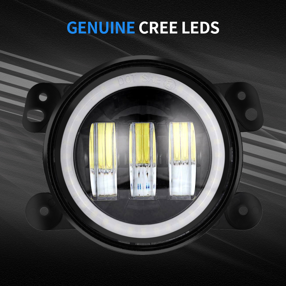 New arrival 4inch Round angel eye Led Fog Lights 30W 6000K Halo Ring DRL Off Road Fog Lamps