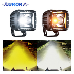 AURORA white and yellow color Offroad fog light Square LED Work Light LED mini driving light for Offroad