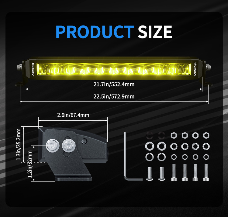 AURORA Newest RGB LED Light Bar offroad led light bars IP69K led bar light 4x4 atv utv