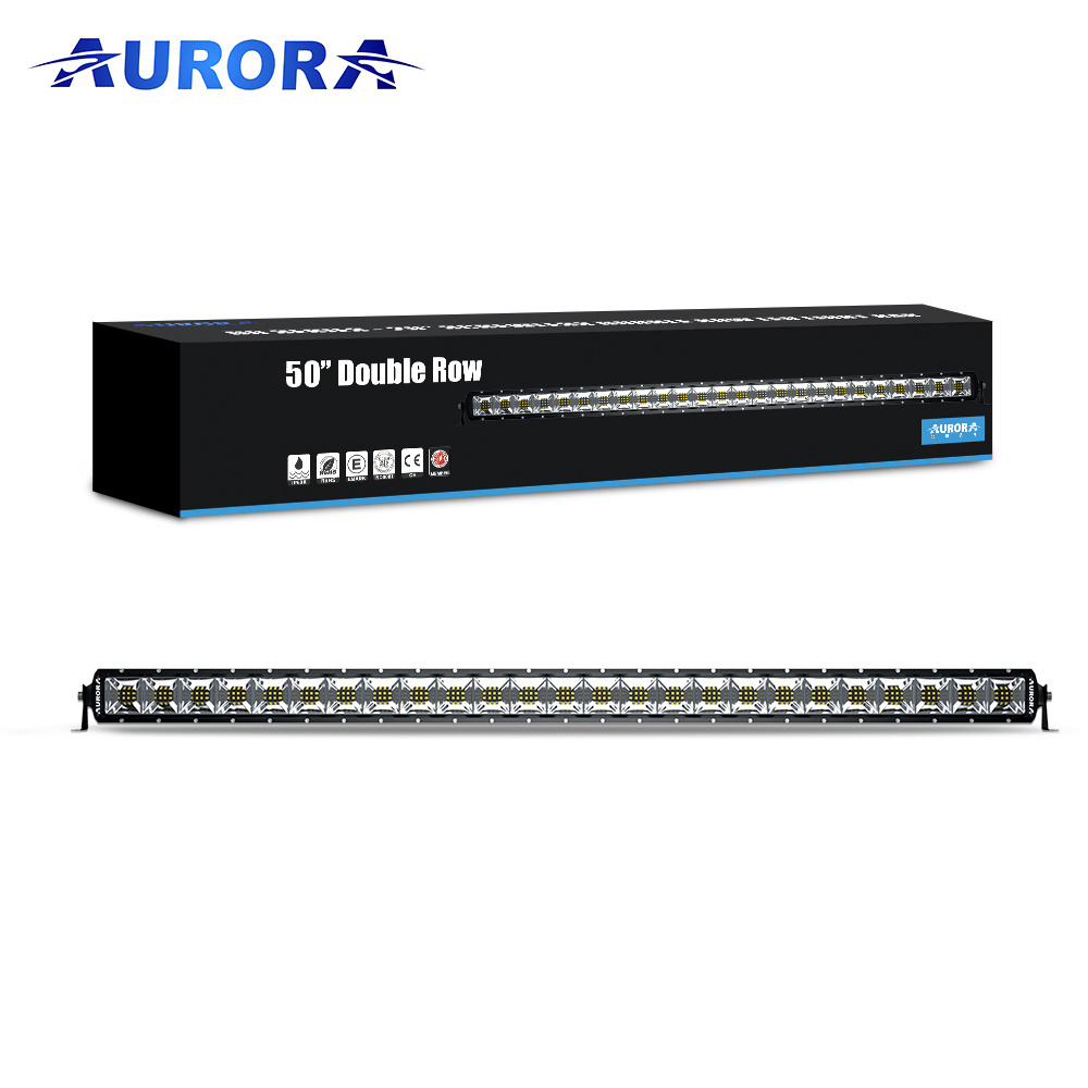 Aurora High Brightness IP69K Waterproof Ultra Slim 50'' LED Light Bar 52 inch Roof Rack Lamp Truck Offroad Marine Light