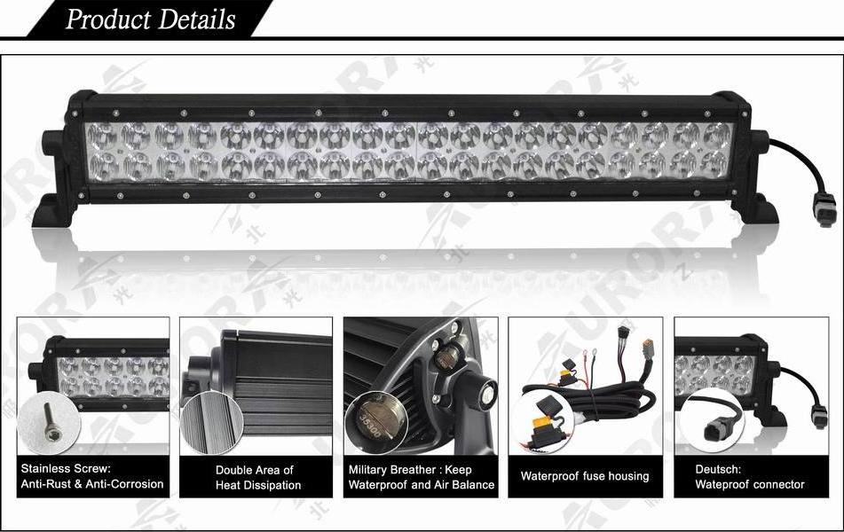 IP69K IP68 E-mark AURORA 30inch Dual Row LED light Bar 12V Off Road Car Led Light bar