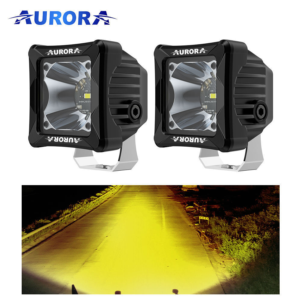 AURORA White and Golden Yellow Dual-Color Led Work Light Truck 4WD Offroad LED Spotlight 9-36V 30W IP69 Round Led Driving Light