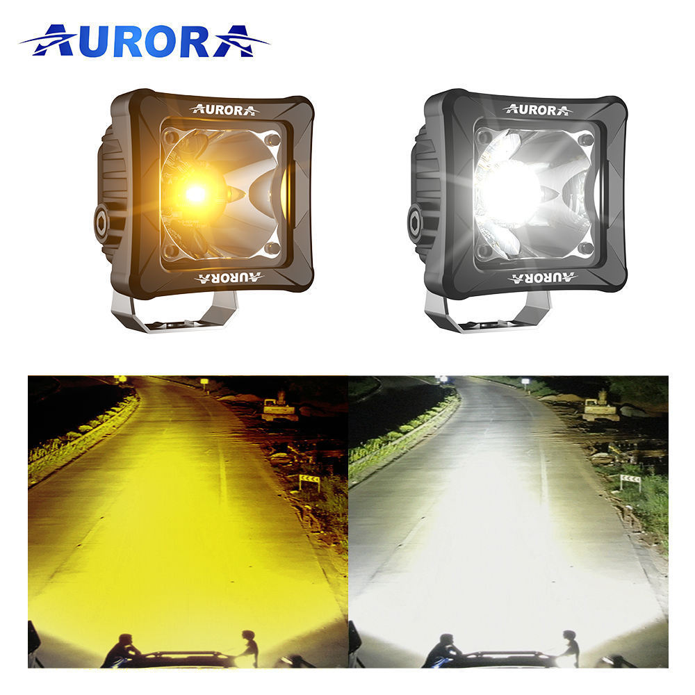 AURORA White and Golden Yellow Dual-Color Led Work Light Truck 4WD Offroad LED Spotlight 9-36V 30W IP69 Round Led Driving Light