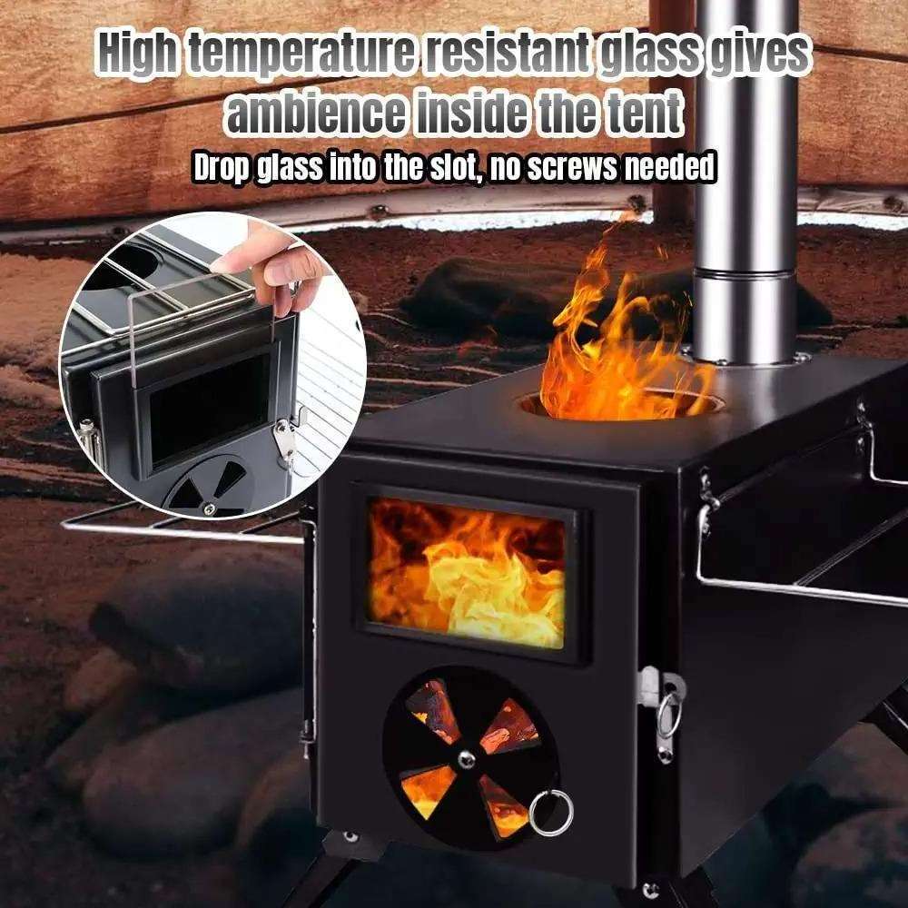 Outdoor Stainless Steel Pellet Wood Burning Camping Stove Camping Stove With Chimney Pipe Tube