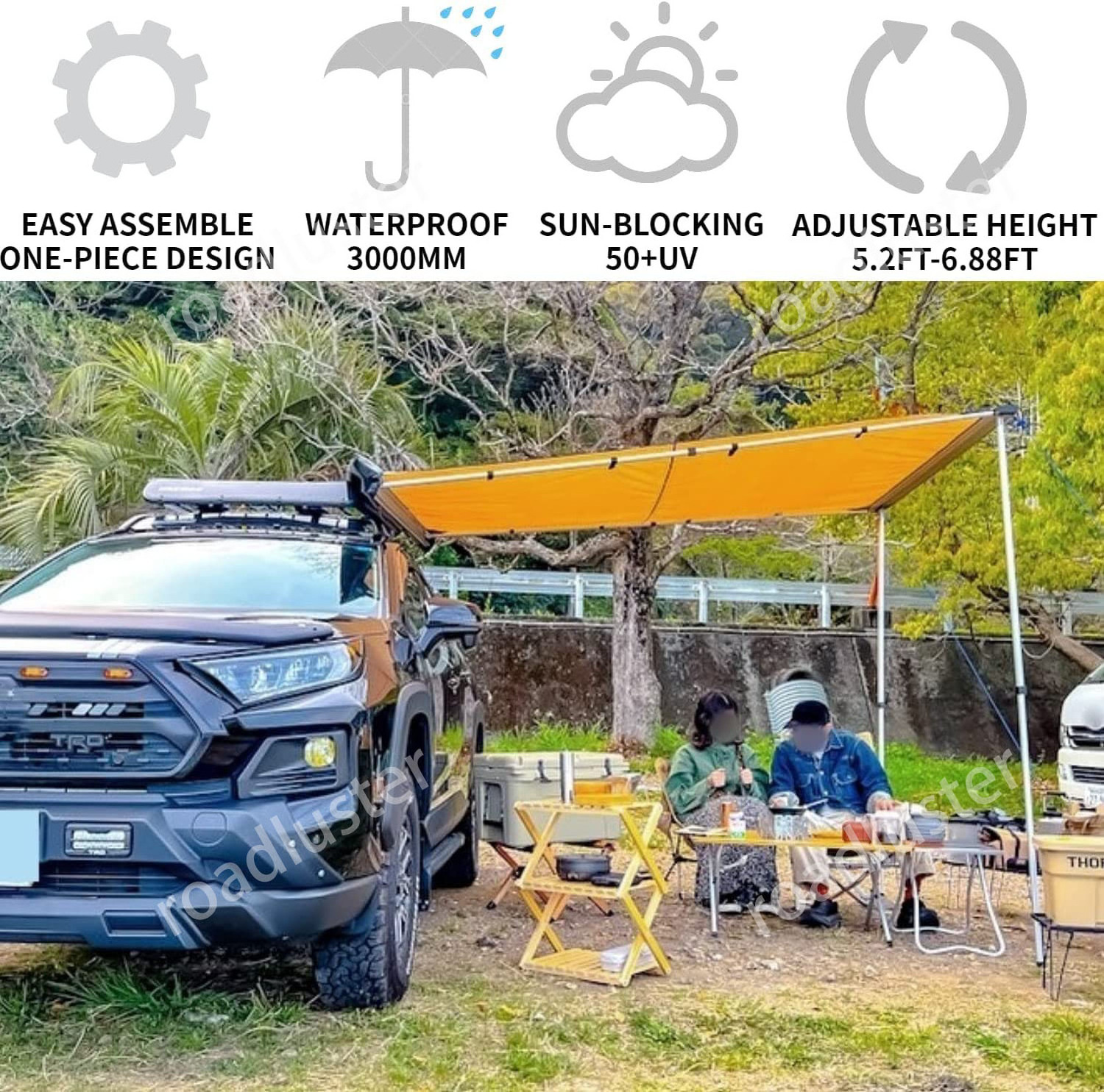 2.5x2.5M Car Awning Rainproof Camping Equipment Outdoor Car Side Tent Camping Car Side Canopy Tent