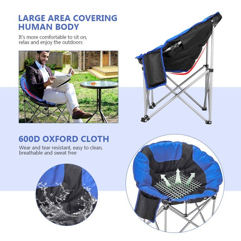 Heavy Duty Leisure Sofa Saucer Portable Folding Camping Rocking Moon Chair for Outdoor