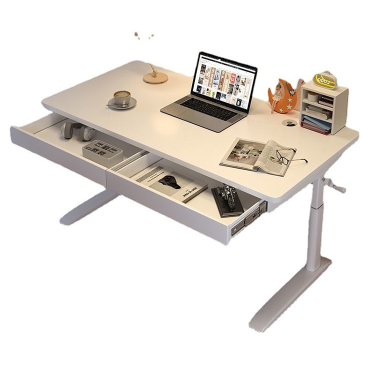 2023 design white wooden modern luxury ceo office desk storage table manual laptop desk sit standing study table for adult