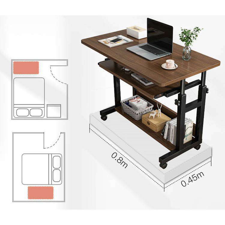 custom brown wood manual height adjustable lifting tea desk coffee table furniture smart office computer lift table with storage