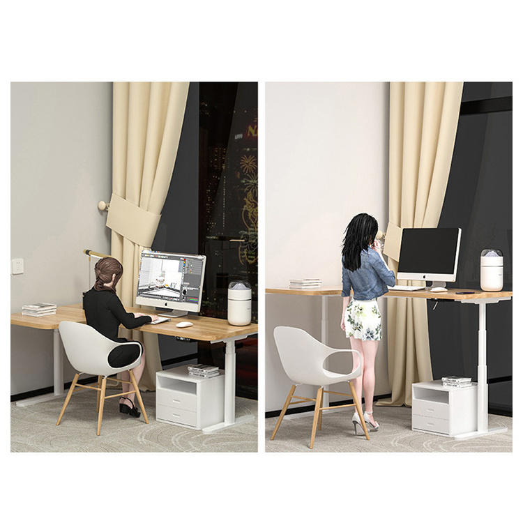 custom 2023 design modern luxury ceo office L shaped desk table big size electric laptop desk sit standing study table for adult