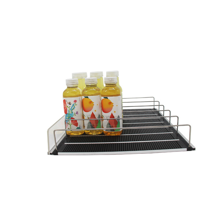 Cosmetic Shelf Pushers Track Roller Shelf System Display For Supermarket Bottle Shelf