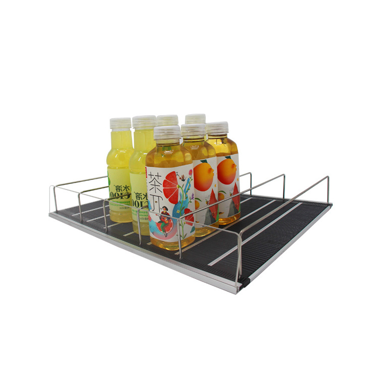 Cosmetic Shelf Pushers Track Roller Shelf System Display For Supermarket Bottle Shelf