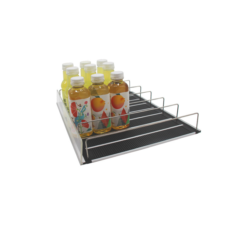 Cosmetic Shelf Pushers Track Roller Shelf System Display For Supermarket Bottle Shelf