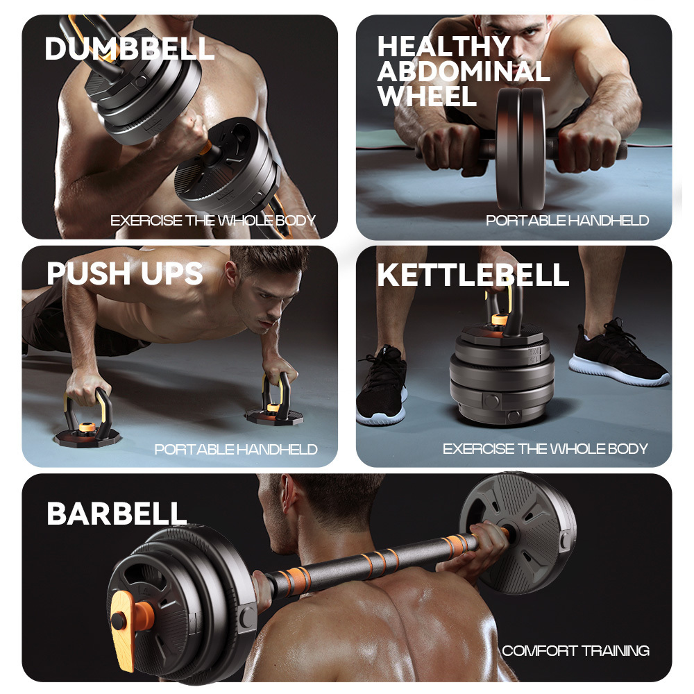 PJ Dumbbell Barbell Kettlebell Set 5-in-1 Free weights body building custom logo 10-40kg adjustable weights dumbbell sets