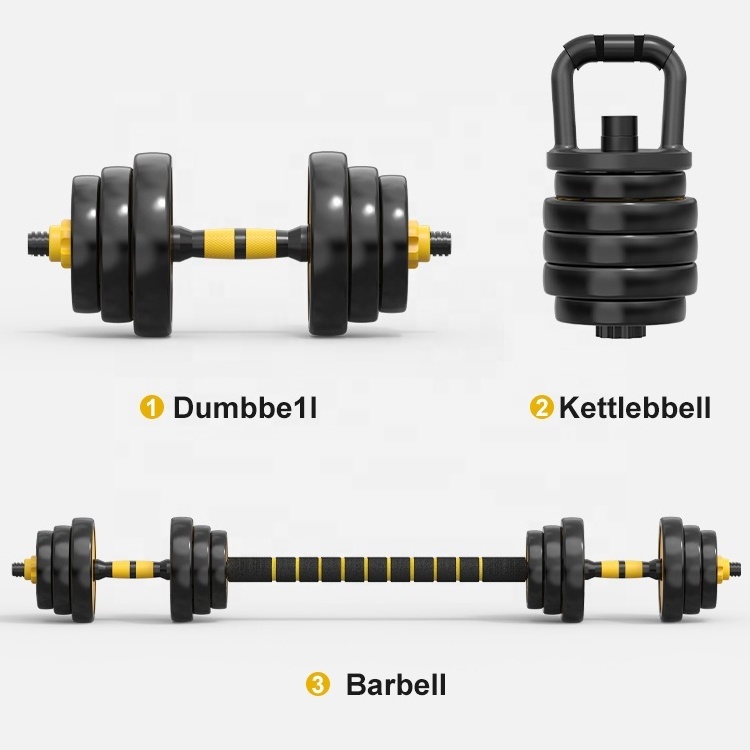 2023 Wholesale weights gym equipment workout TPU dumbbells colored bar gold adjustable pro style kettle bell dumbbell set