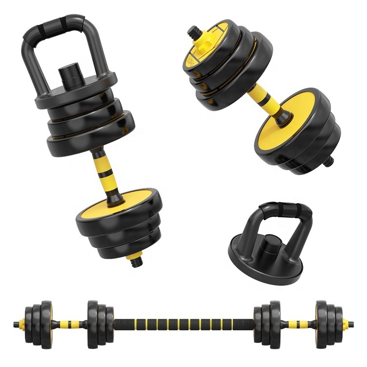 2023 Wholesale weights gym equipment workout TPU dumbbells colored bar gold adjustable pro style kettle bell dumbbell set