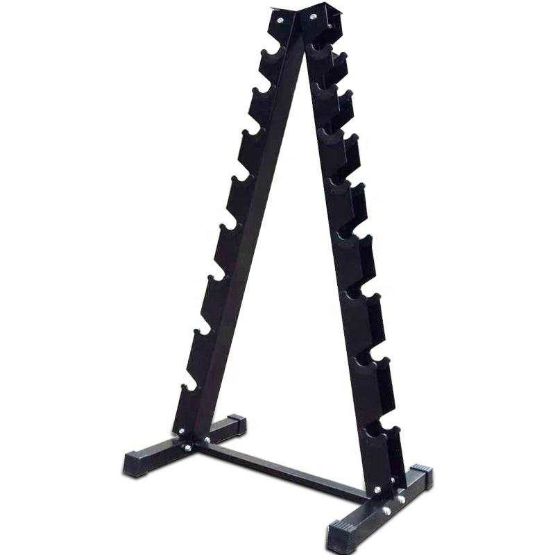 gym equipment rubber hex 3 tier metal dumbbell set rack 3 tier fitness dumbbell storage rack stand