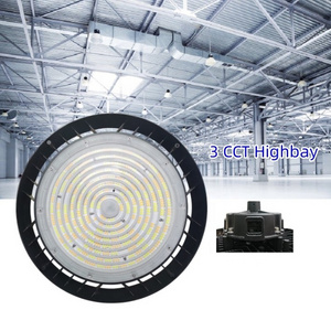 CCT Adjustable Tri-color 3000K 4000K 5000K UFO Highbay High Brightness Lighting Fixtures High Bay Lamps 200W 150w 100w High Bay