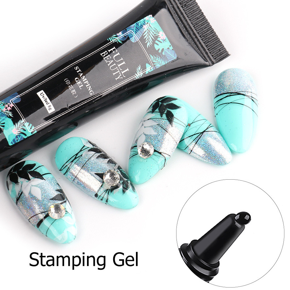 Nail Stamping Gel Polish Black White Gold Green Stamping UV Gel Varnish Soak Off Varnish For Nail Art Stamping Plate