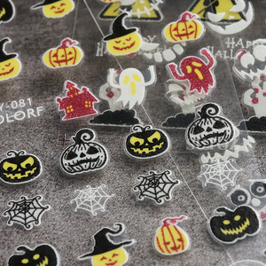 2023 Halloween Nail Stickers Funny Skulls Ghost Little Monster 3D Luminous Halloween 3d Nail Art Sticker Decals