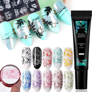 Nail Stamping Gel Polish Black White Gold Green Stamping UV Gel Varnish Soak Off Varnish For Nail Art Stamping Plate