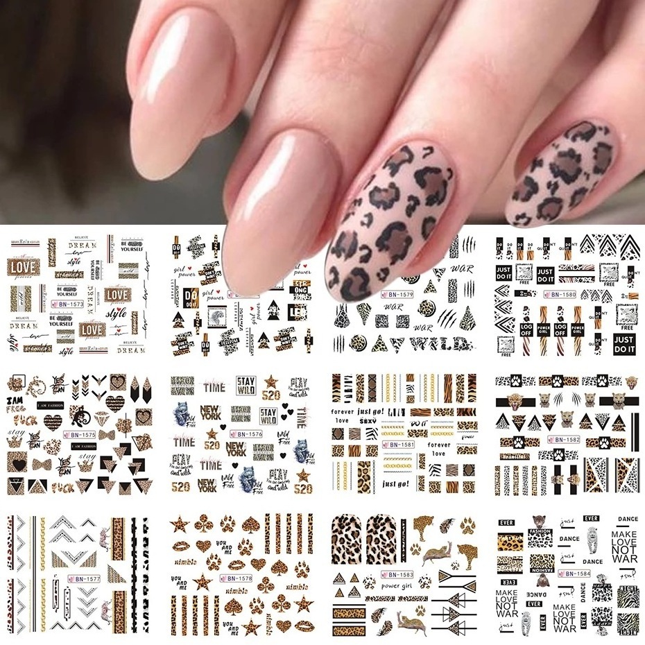 12 Designs/Sheet Cactus Spring summer Butterfly Flowers Big Sheet Water Transfer Slider Nail Sticker Decal Manicure Nail Arts