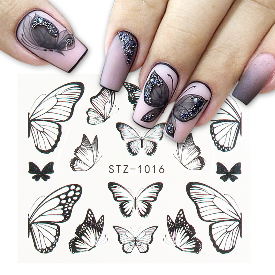 1pc nail stickers whole Pink Blue Butterfly Designs Spring Flowers Water Nail Stickers DIY Tattoo Manicure Nail Arts