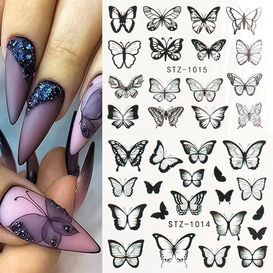 1pc nail stickers whole Pink Blue Butterfly Designs Spring Flowers Water Nail Stickers DIY Tattoo Manicure Nail Arts