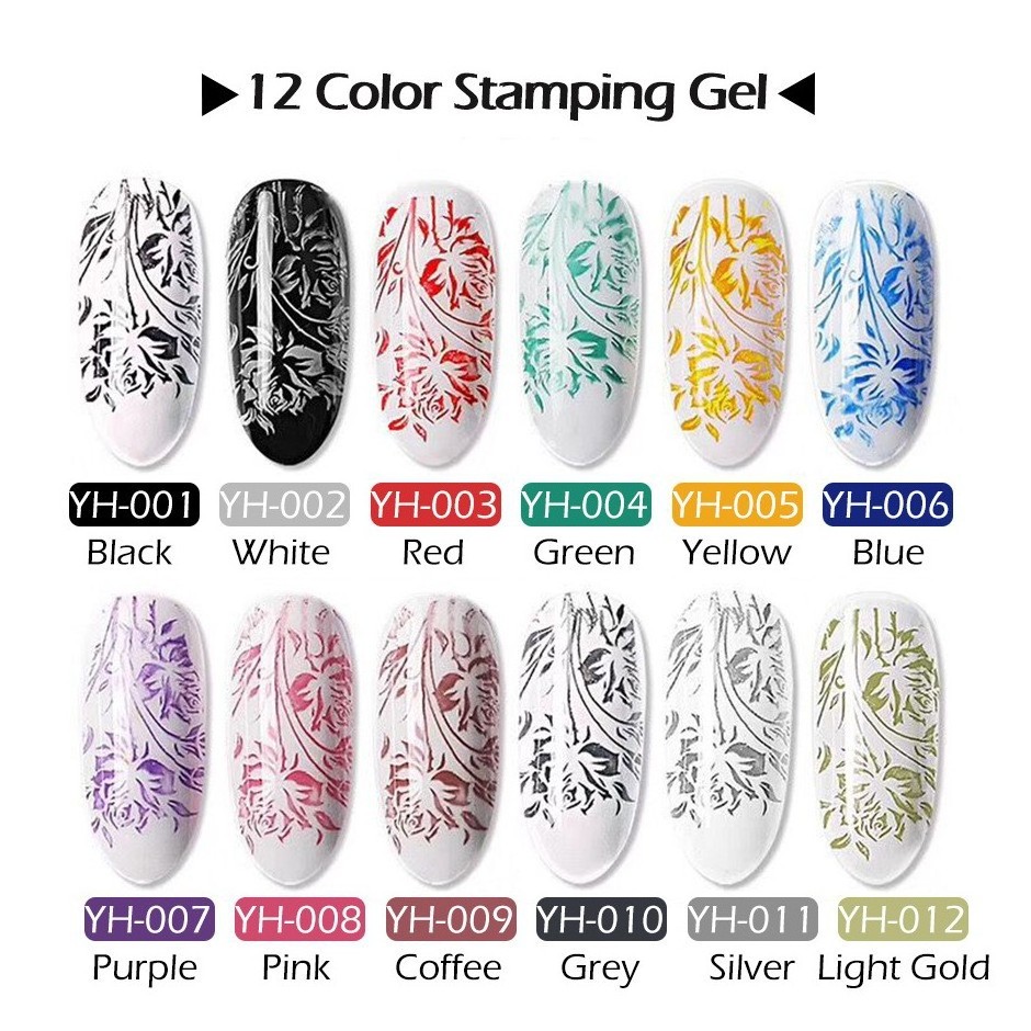 Nail Stamping Gel Polish Black White Gold Green Stamping UV Gel Varnish Soak Off Varnish For Nail Art Stamping Plate