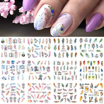 12 Designs/Sheet Cactus Spring summer Butterfly Flowers Big Sheet Water Transfer Slider Nail Sticker Decal Manicure Nail Arts