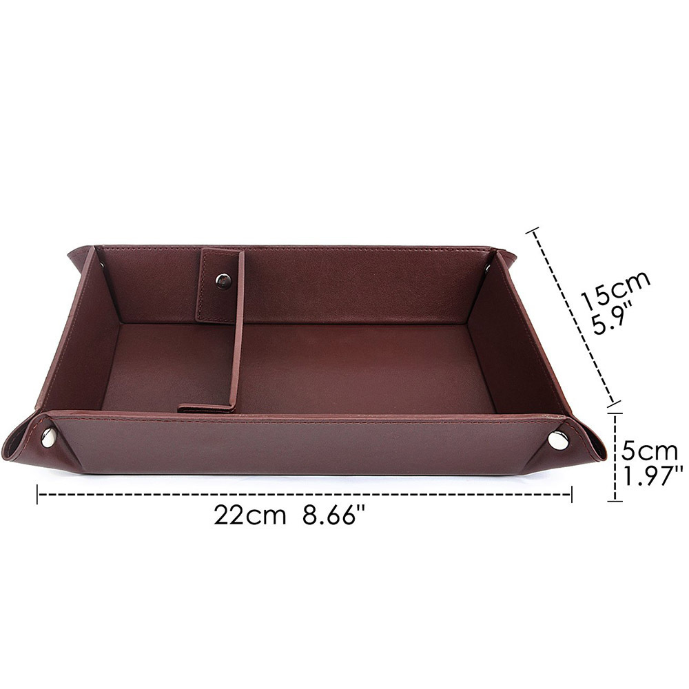 Custom Leather Valet Tray Coin Jewelry Key Storage Catchall Set brown