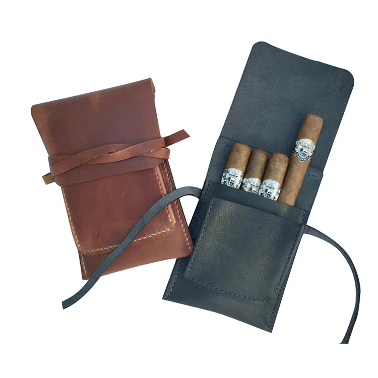 Christmas Gift Brown Genuine Leather Cigar Case for Men