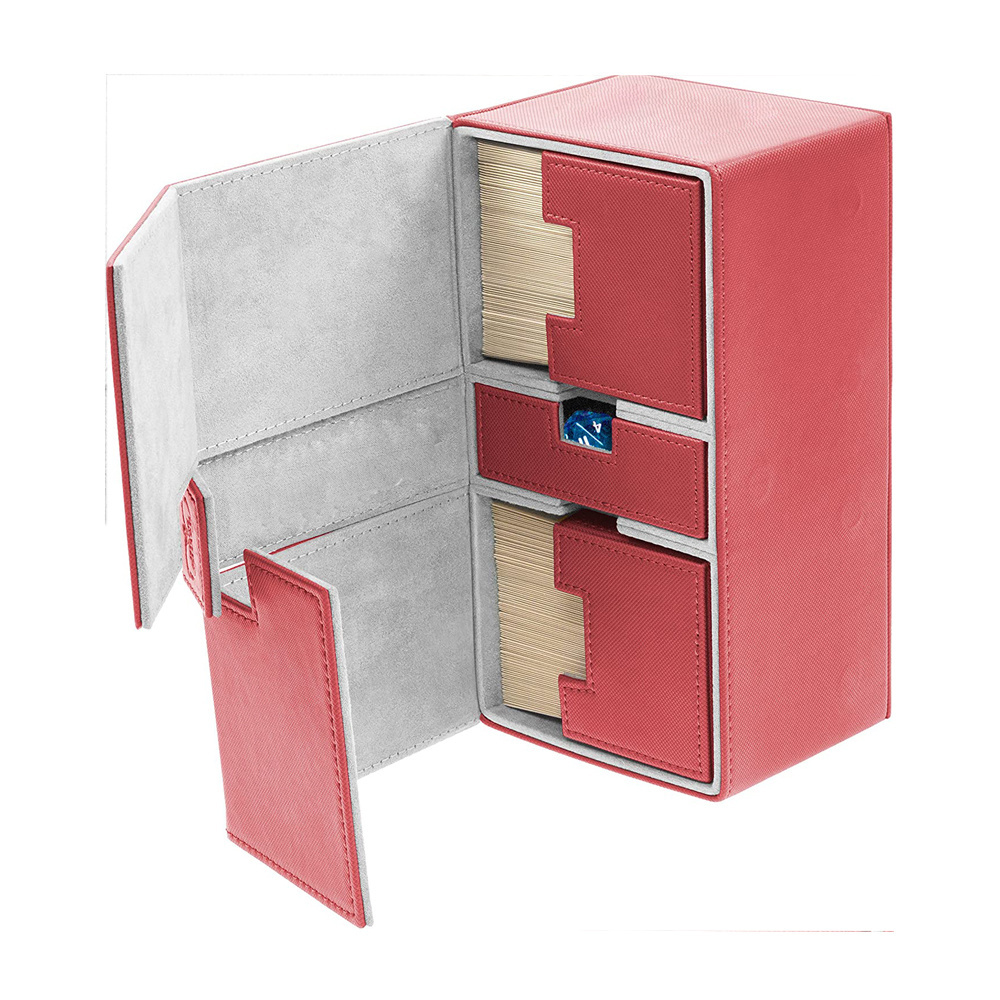 High Quality PU Leather 200 Card Twin Flip N Tray  Deck Box