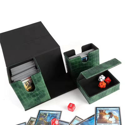 Leather Deck Card Boxes Cards Deck Game Box Custom Magnetic Closure Playing Card Storage Deck Box