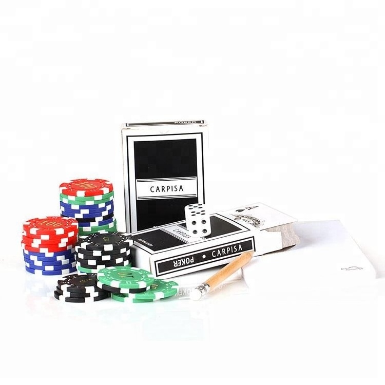 Black luxury poker chip box with Dice Cup Doninoes and Poker