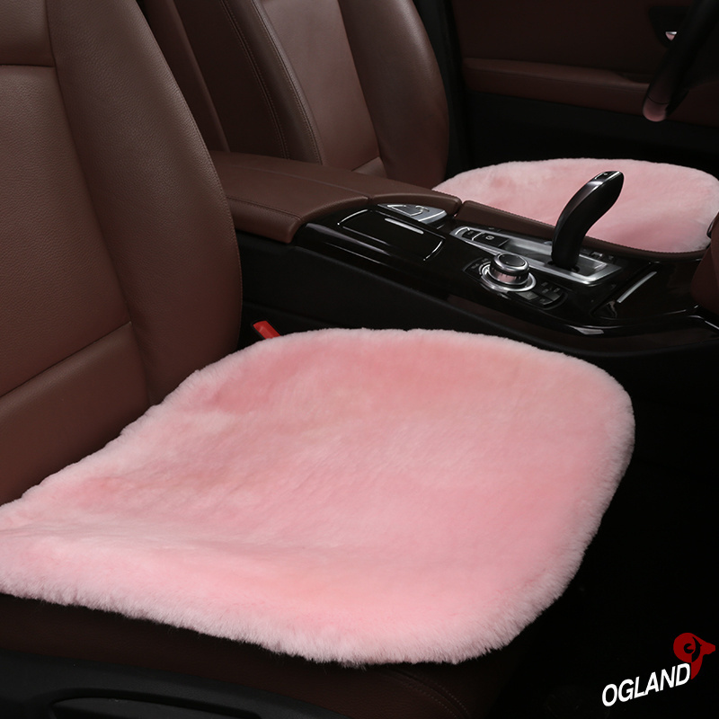 Pink fur Sheepskin adult heated car front seat cushion