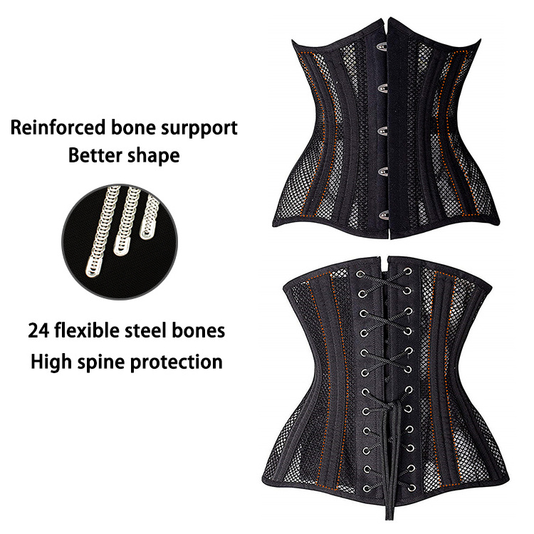 New Design Four Season Elegant Victorian Luxury Denim Stripe Waist Slimming Ladies Body Shaper Corset Top