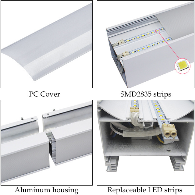 OGJG dimmable 100-277v 2ft 4ft 5ft 20w 40w 60w suspended office led linear lighting fixtures