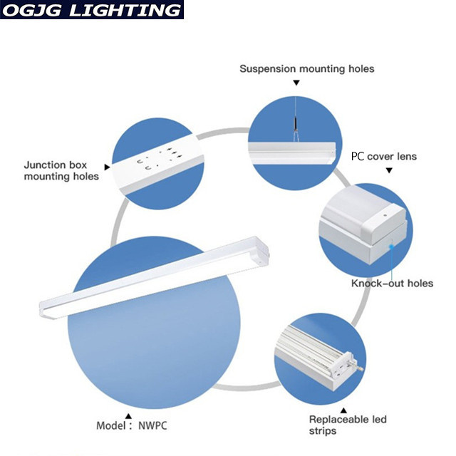 ETL DLC CE CB SAA SMD2835 battery powered shop suspended pendant 30W 40W 50W 60W 120W LED linear light