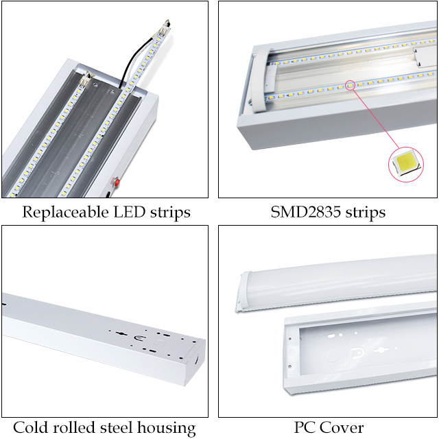 School Office stairwell LED lighting solution with emergency battery backup and motion sensor led linear luminaires