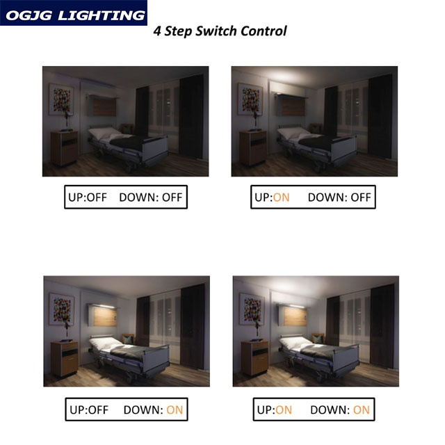 Hospital bedside light 0-10V dimming up down lighting led linear wall lamp fixture