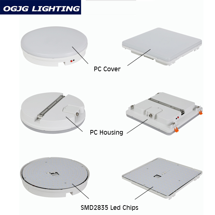 OGJG 100-277V 3000-6500K motion sensor emergency battery balcony led ceiling light