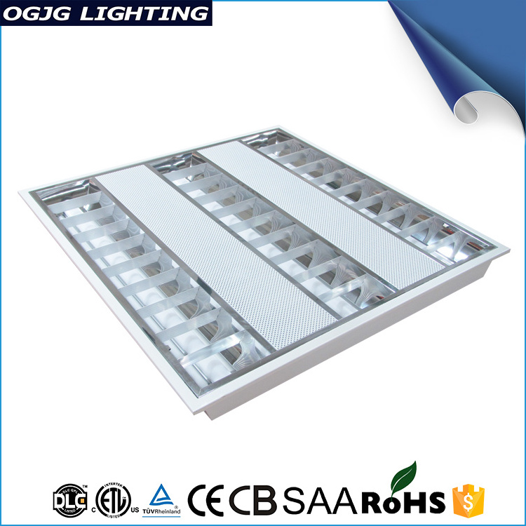 CB  SAA ETL DLC factory working room ceiling mounted dali dimming grille lighting Steel housing 2X2 recessed led troffer light