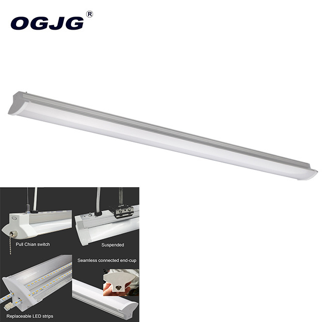 long lifespan 20w 40w 50w 60w 80w indoor linear light 4 feet 5 feet industrial warehouse 2 hours emergency led ceiling lamp