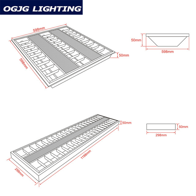 CB  SAA ETL DLC factory working room ceiling mounted dali dimming grille lighting Steel housing 2X2 recessed led troffer light