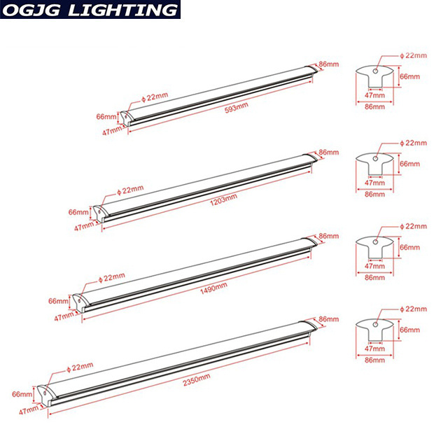 Workbench suspended linear lighting 1200mm led shop light 4ft 20w 30w 40w dimming linkable batten lamp fixture