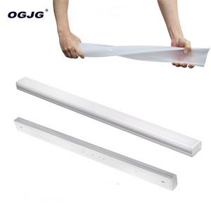 indoor modern commercial corridor linear luminaire PC lens ceiling tube light fixture on/off motion sensor LED batten lighting