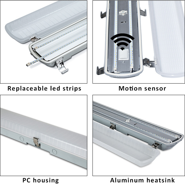 20W 30W 50W 60W 80W Damp proof Waterproof Tube Luminaire IP66 Led Light For Parking Garage