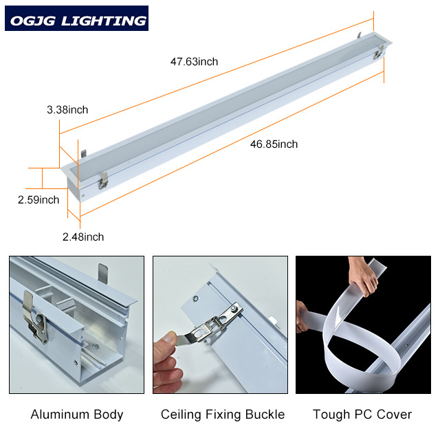 OGJG indoor stair office wall ceiling emergency battery linear fixtures led batten recessed light