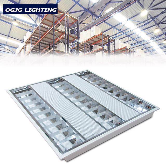 CB  SAA ETL DLC factory working room ceiling mounted dali dimming grille lighting Steel housing 2X2 recessed led troffer light