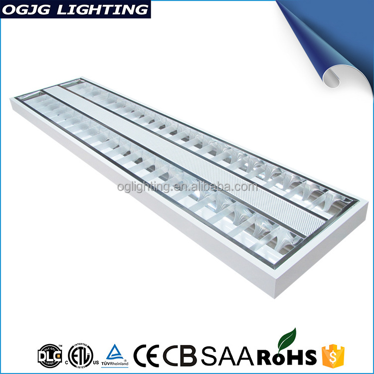 CB  SAA ETL DLC factory working room ceiling mounted dali dimming grille lighting Steel housing 2X2 recessed led troffer light